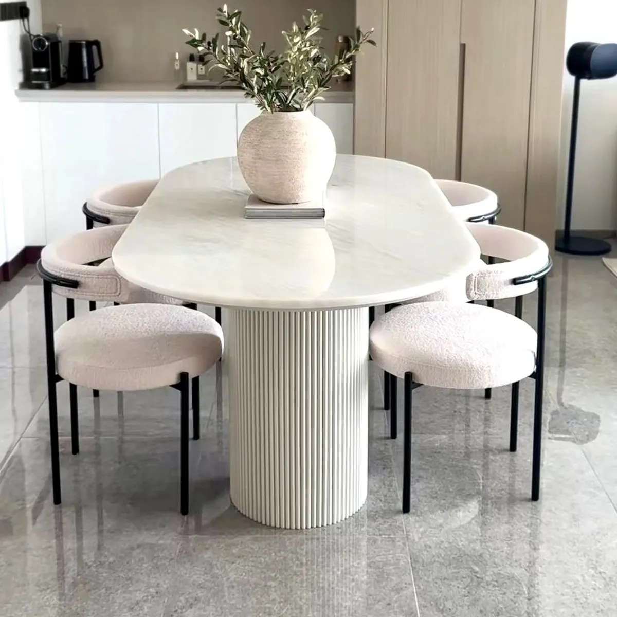 STIL NOVO - JUEGO DE COMEDOR 6 SILLAS ADAM BEIGE CLARO