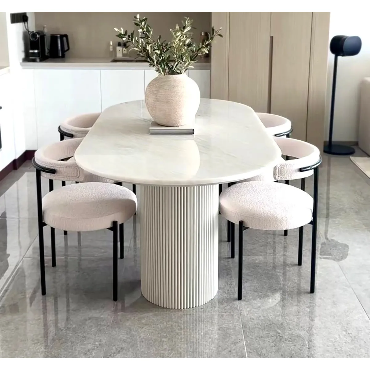 STIL NOVO - JUEGO DE COMEDOR 6 SILLAS ADAM BEIGE CLARO