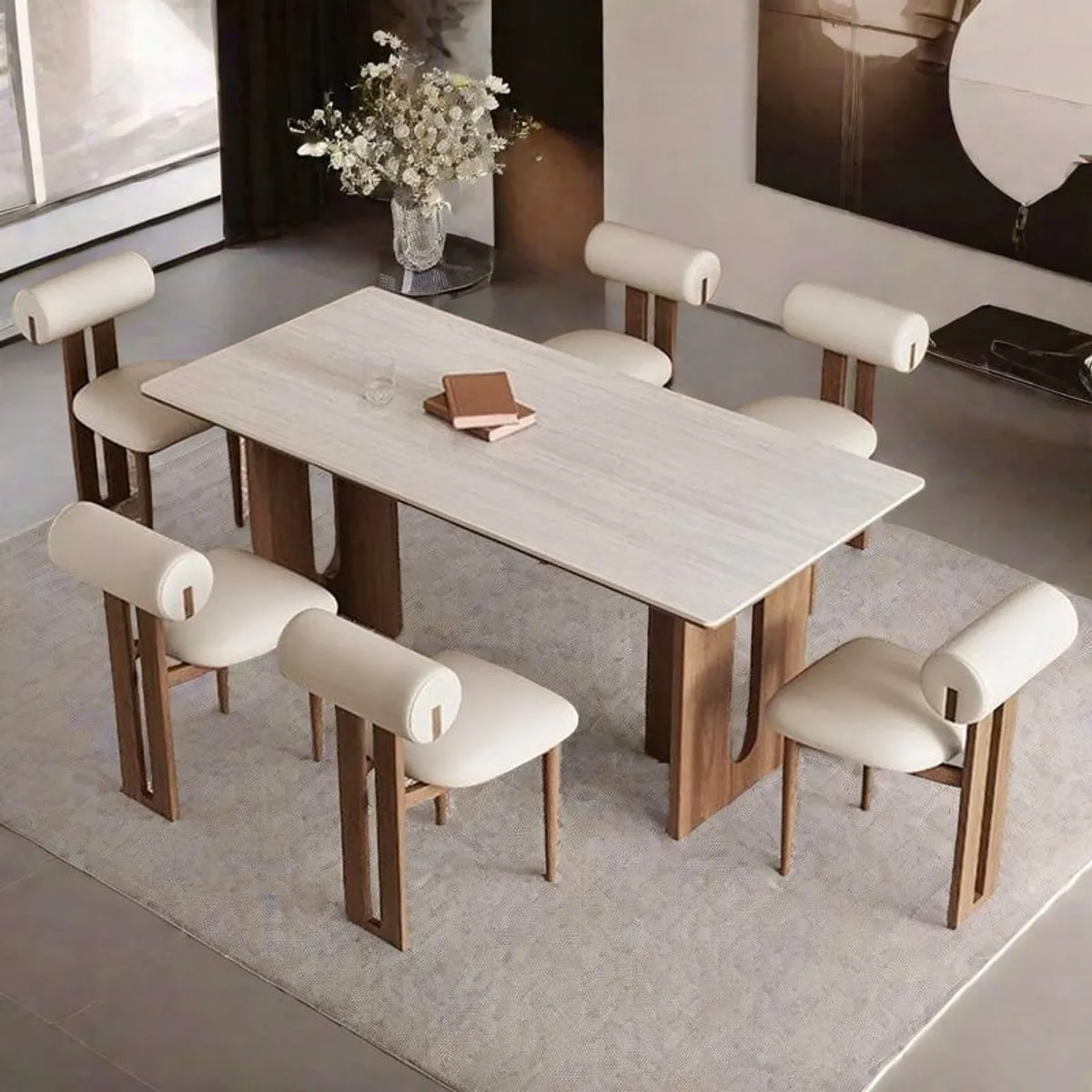 STIL NOVO - JUEGO DE COMEDOR 6 SILLAS ADELE BEIGE CLARO
