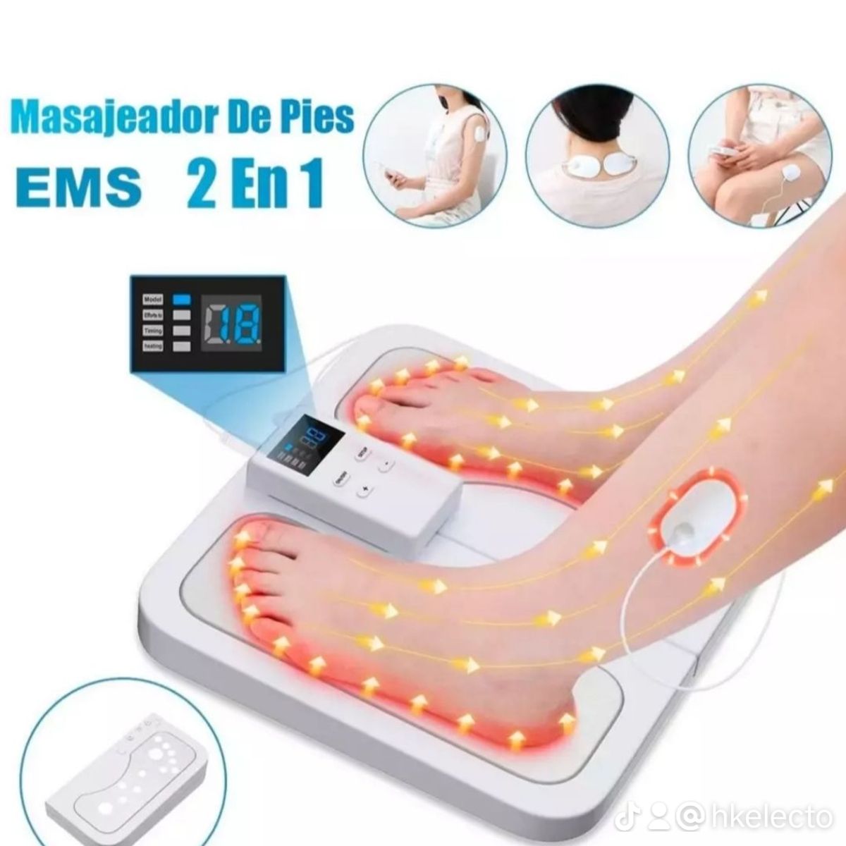 GENERICO - ELECTROESTIMULADOR  MASAJEADOR DE PIE Y CUERPO 2EN1 A CONTROL REMOTO