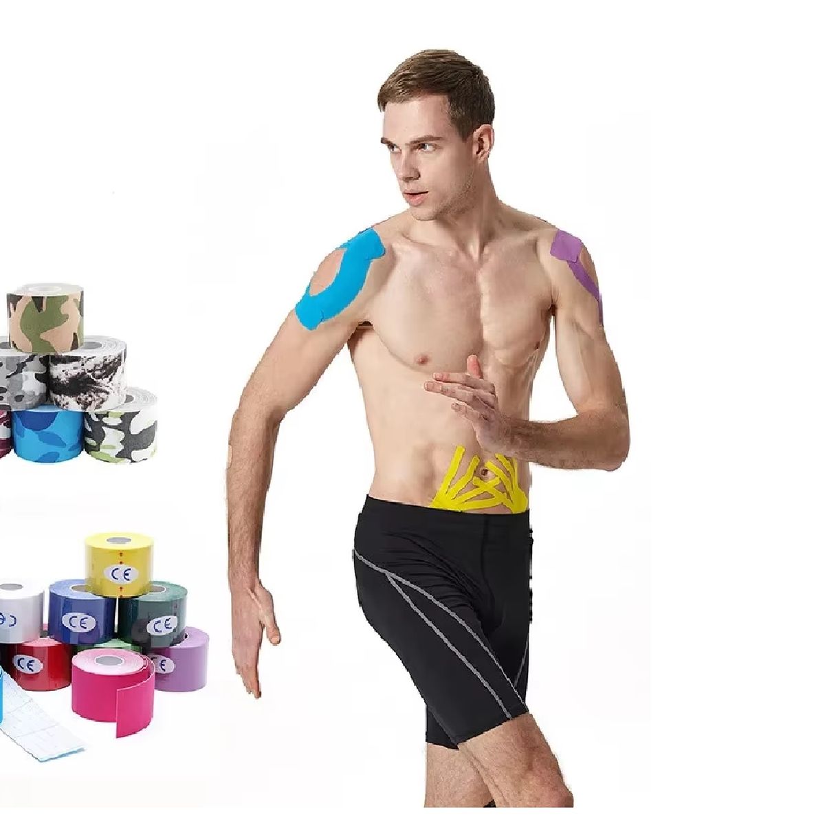 GENERICO - Pack x 3 Cintas Kinesiologica Vendaje Neuromuscular Deportivo 5m x 5cm