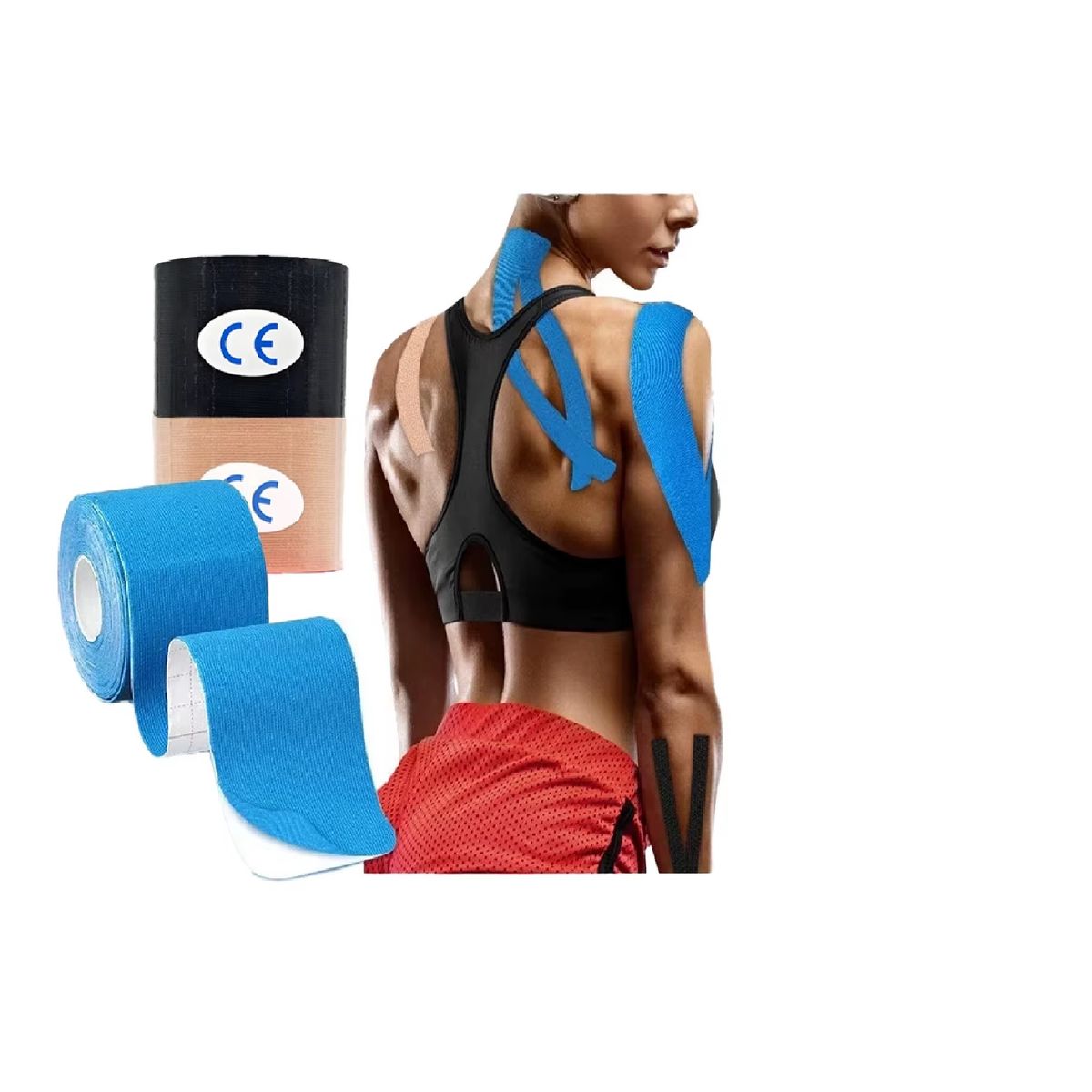 GENERICO - Pack x 3 Cinta Adhesiva de Kinesiología para Lesiones Deportivas 5m