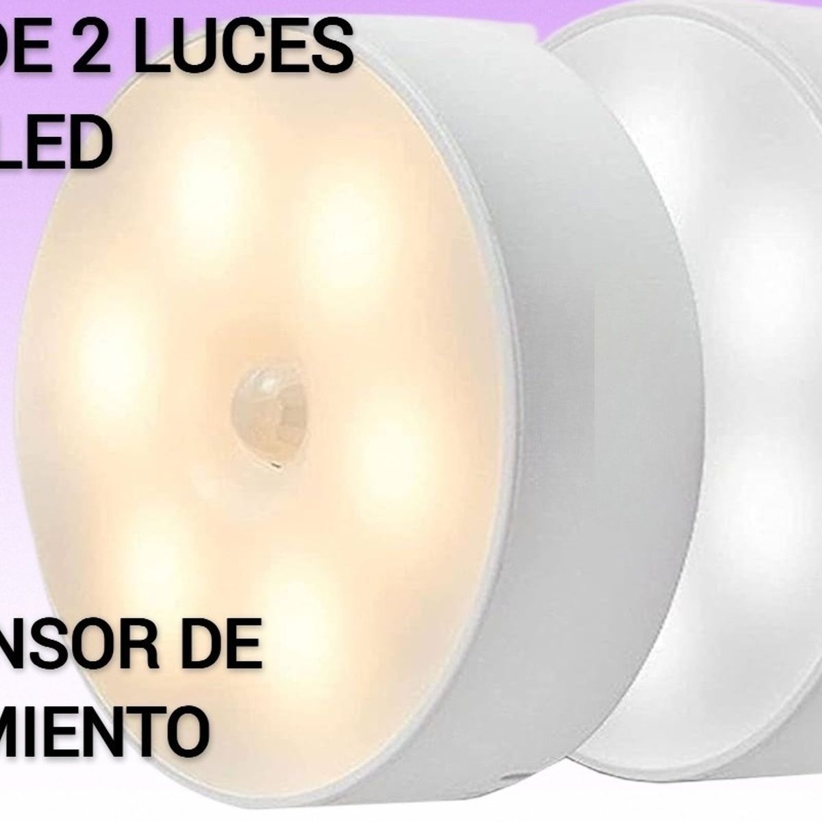 GENERICO - PACK DE 2 LUCES LED CON SENSOR DE MOVIMIENTO RECARGABLE