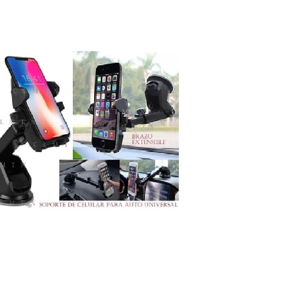 GENERICO - Soporte de Celular Universal para Auto Brazo Extensible 360