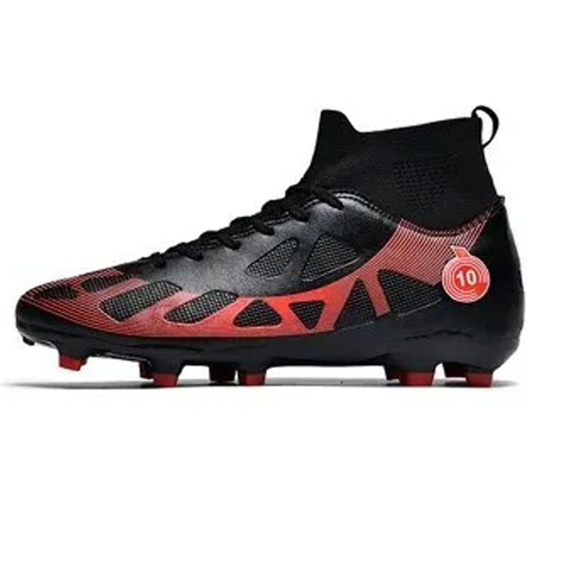 DANWEILE - Zapatilla fútbol TF para hombres mujers Zapatos - Negro y rojo