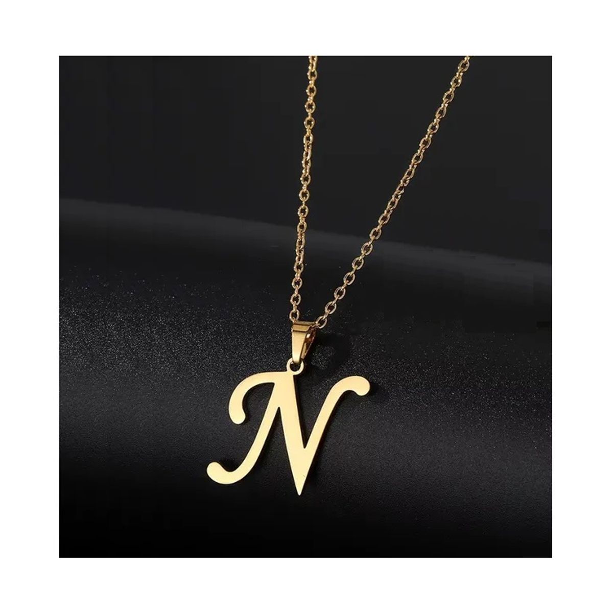 OEM - Collar Mujer Letra N Inicial Acero Inoxidable Dorado x SAN VALENTIN