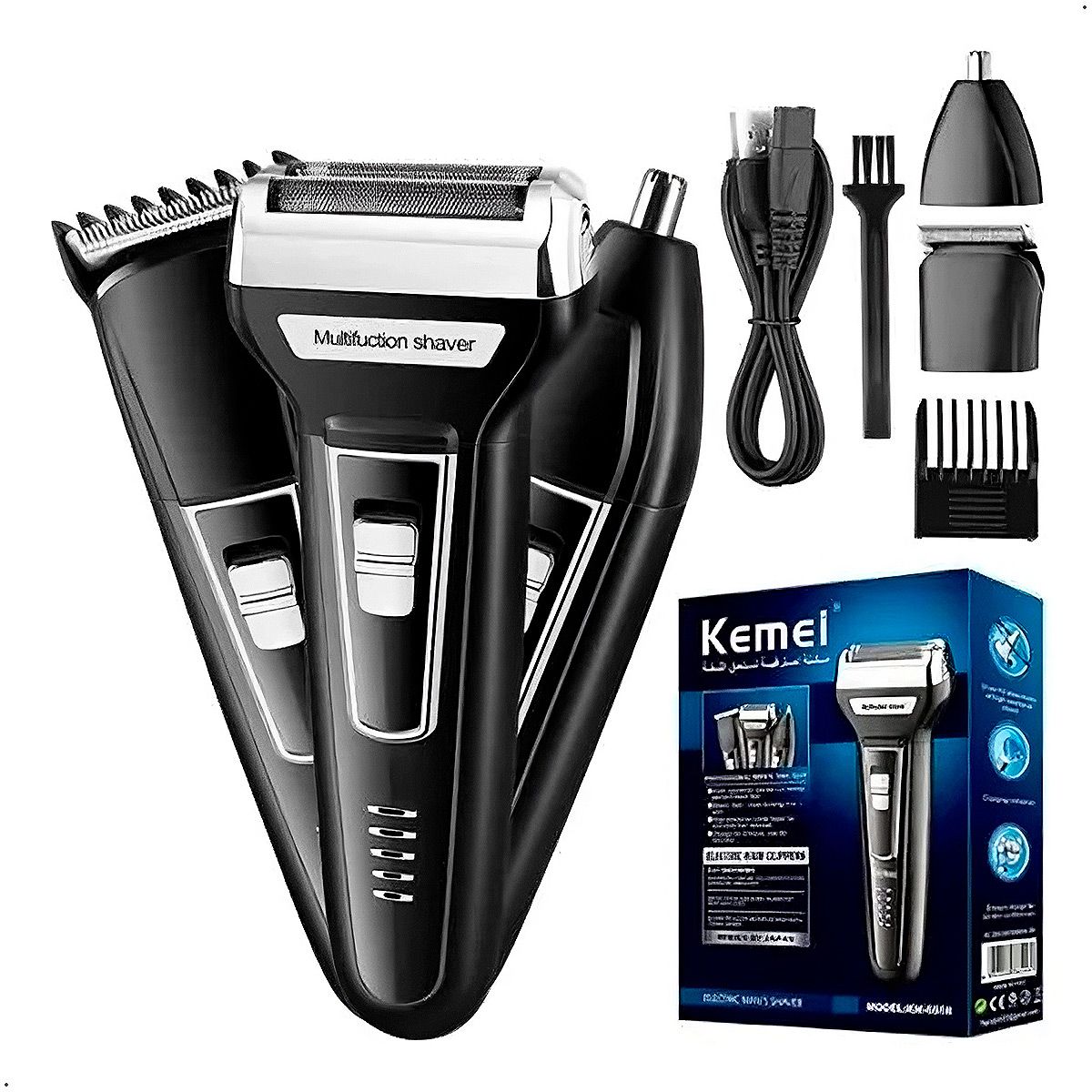 KEMEI - Máquina de Corte de Cabello Inalámbrica Kemei KM 6559 combo 3 en 1