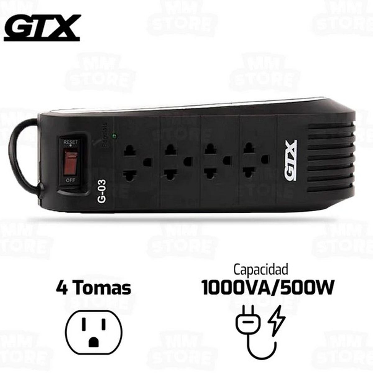 GENERICO - Regulador de Voltaje GTX Mod.G-03, 4 tomas - 1000VA AVR