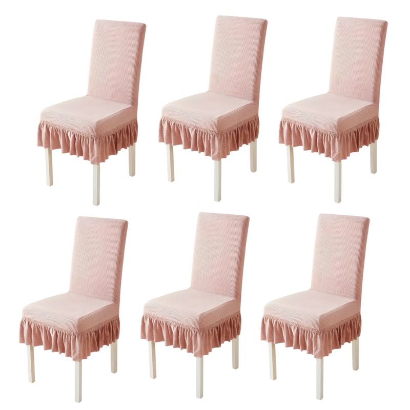 GENERICO - Set 6 Fundas Rosa elástica para silla de comedor