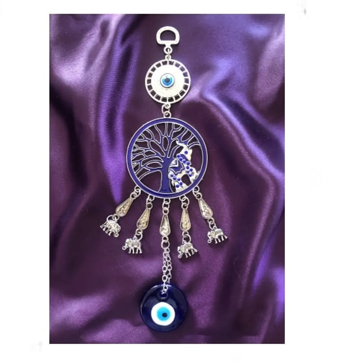 GENERICO - Mano de Fátima con Ojo Turco elefantes y arbol de la vida