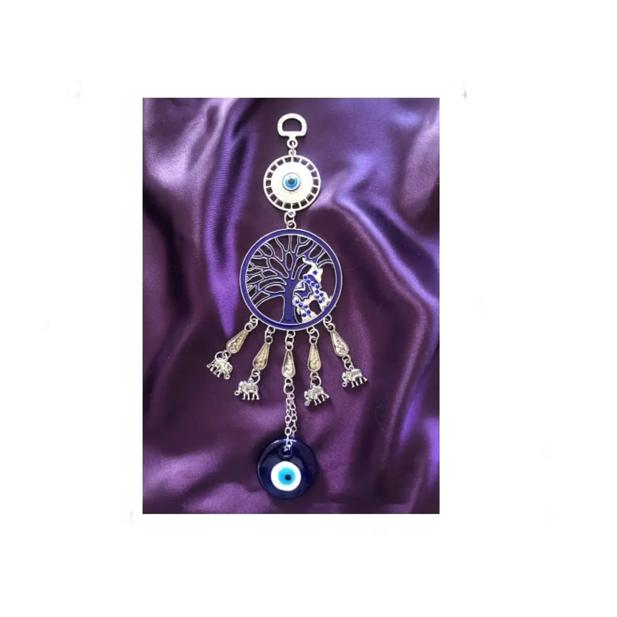 GENERICO - Mano de Fátima con Ojo Turco elefantes y arbol de la vida