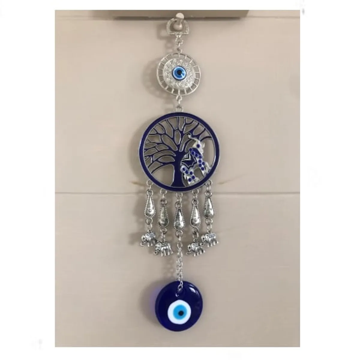 GENERICO - Mano de Fátima con Ojo Turco elefantes y arbol de la vida