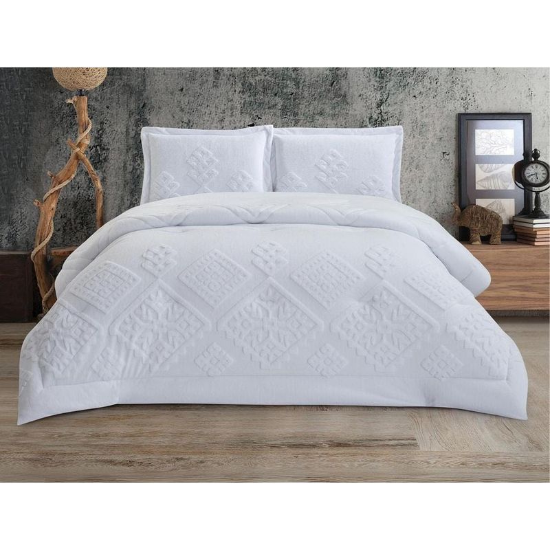 GENERICO - EDREDON DOBLE CAPA DE PELO DE CONEJO/PIEL DE ANGEL- 3 PLZAS blanco