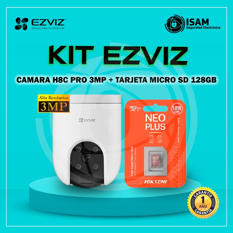 EZVIZ - CAMARA H8C 3MP PRO IP EXTERIOR WIFI + MEMORIA MICRO SD 128GB HIKVISION