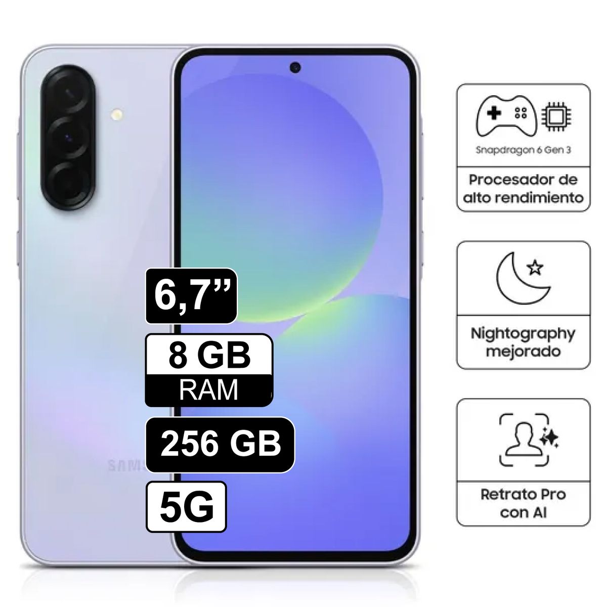 SAMSUNG - Celular Libre Samsung Galaxy A36 67 256GB 8GB RAM Violeta