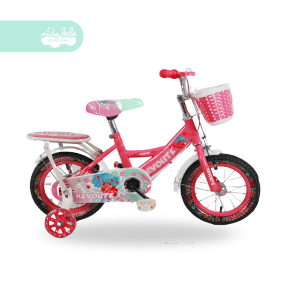 GENERICO - Bicicleta infantil con aro 12 para niña color fucsia