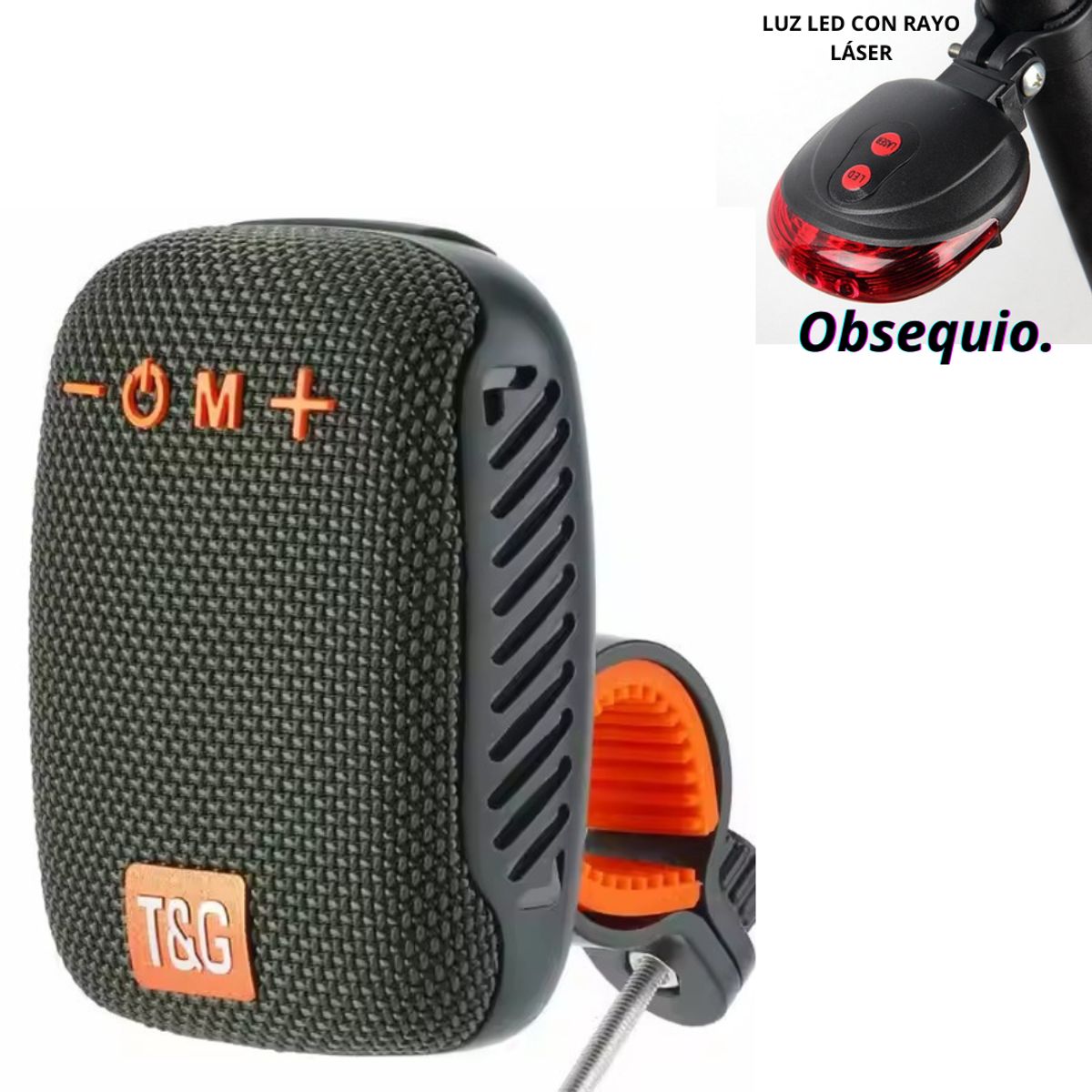 GENERICO - Speaker para bicicleta altavoz inalambrico con bluetooth VERDE MILITAR