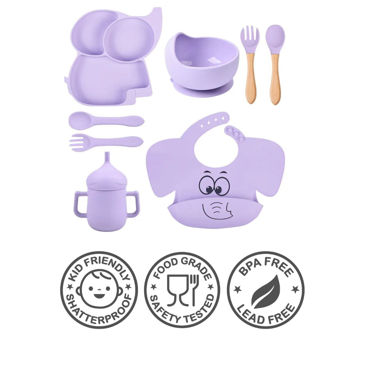 GENERICO - SET DE VAJILLA PARA BEBE LILA