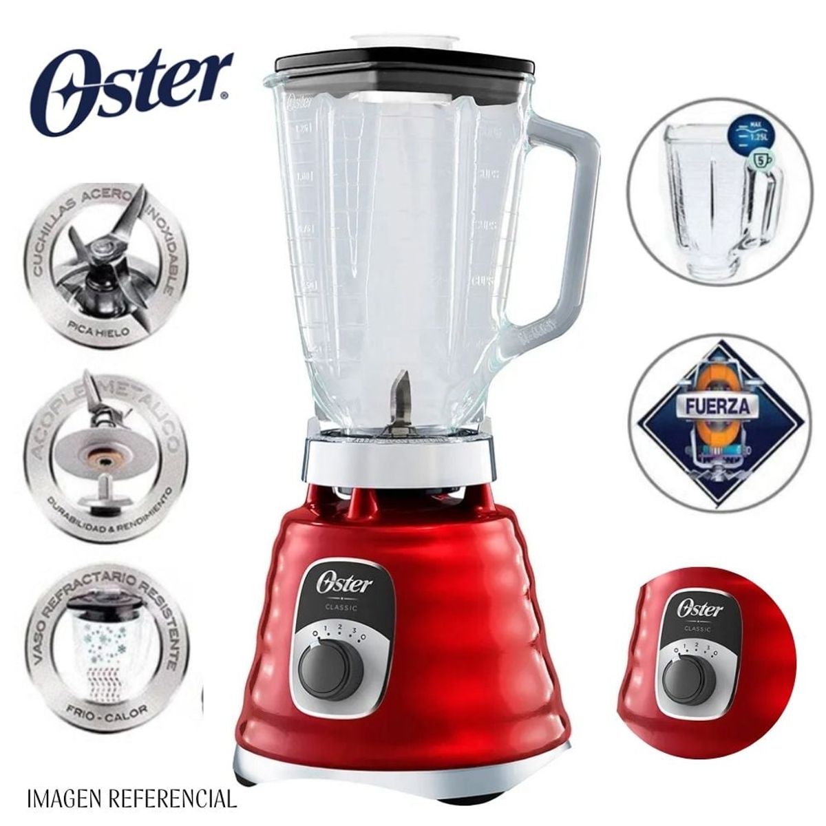 OSTER - Licuadora Clásica Oster de 3 velocidades BLST4126R - ROJO