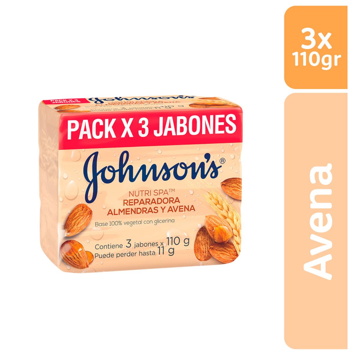 JOHNSONS - Jabones de Avena Johnsons Reparadora Almendras Avena 110g x3