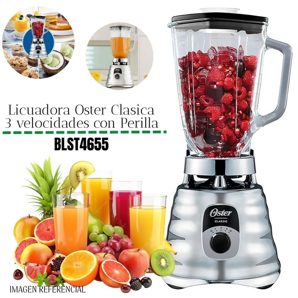OSTER - Licuadora Clásica Oster de 3 velocidades BLST4655 - CROMADO