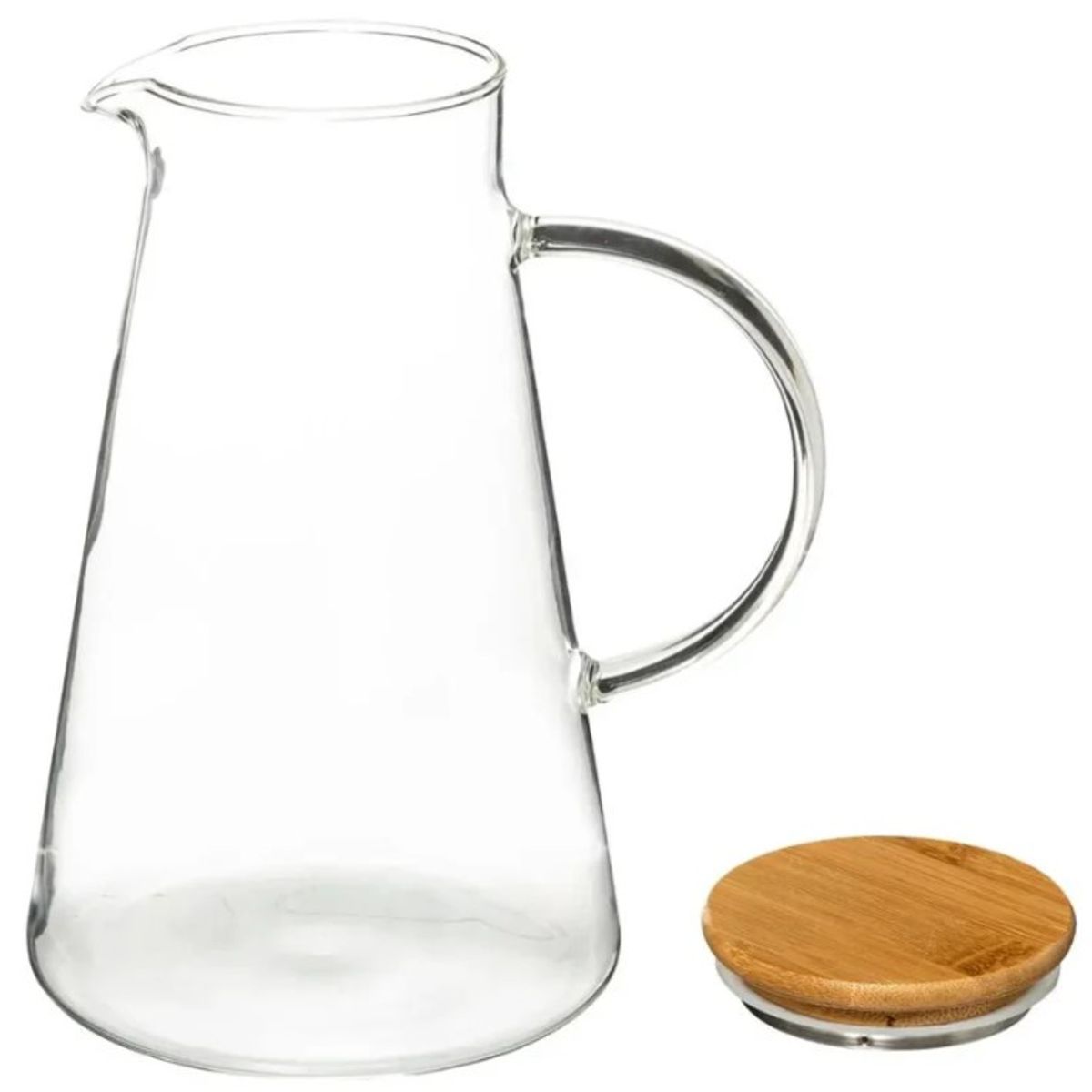 GENERICO - Jarra de Vidrio con Tapa de Bambu 1.8 L
