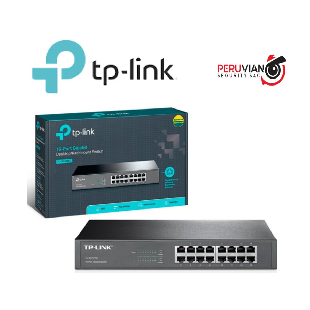 TP LINK - Switch Tplink TP-TL-SG1016D de 16 Puertos Gigabit