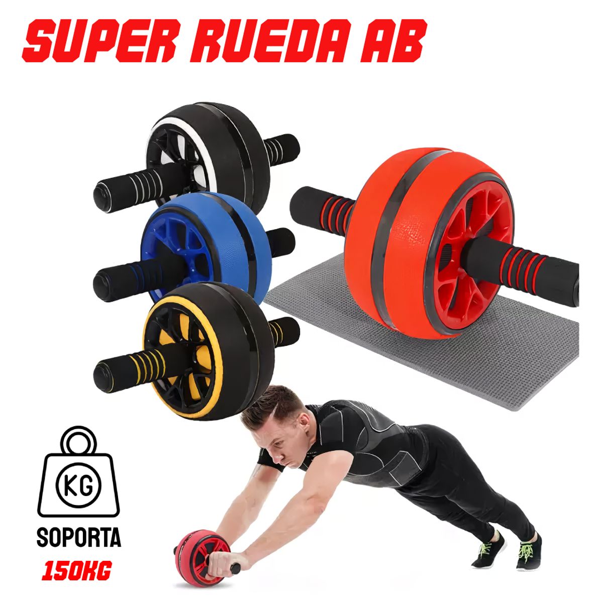 HOLGU - Super Rueda Abdominal - Roller Gym Fitness Wheel 150kg