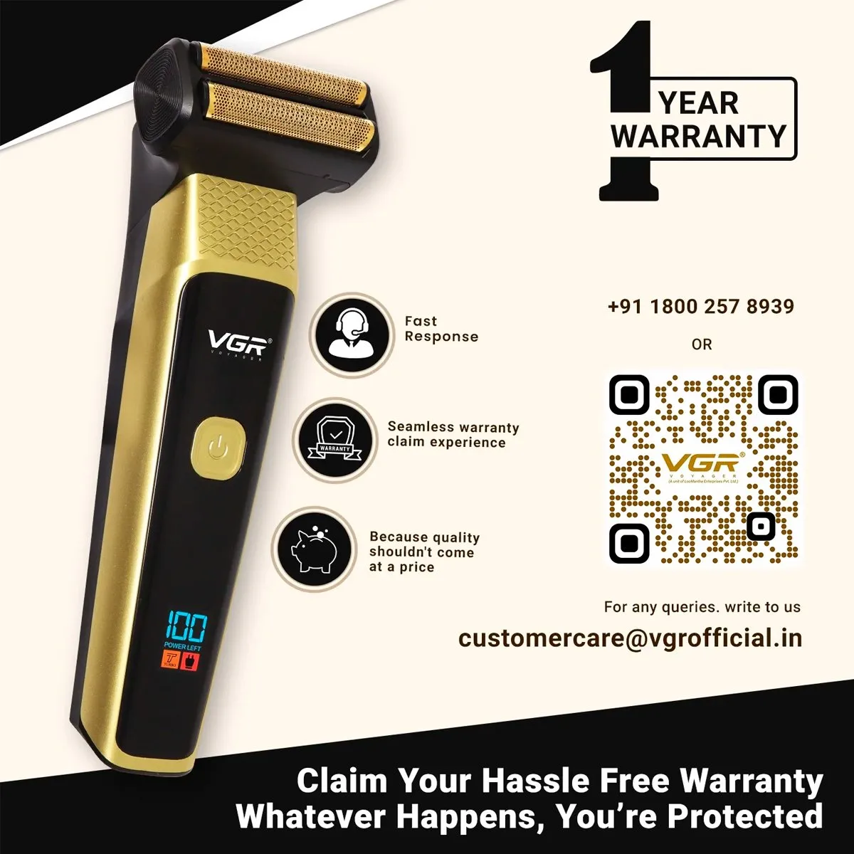 GENERICO - VGR Afeitadora eléctrica V-366 3 en 1 pantalla Inalambrica