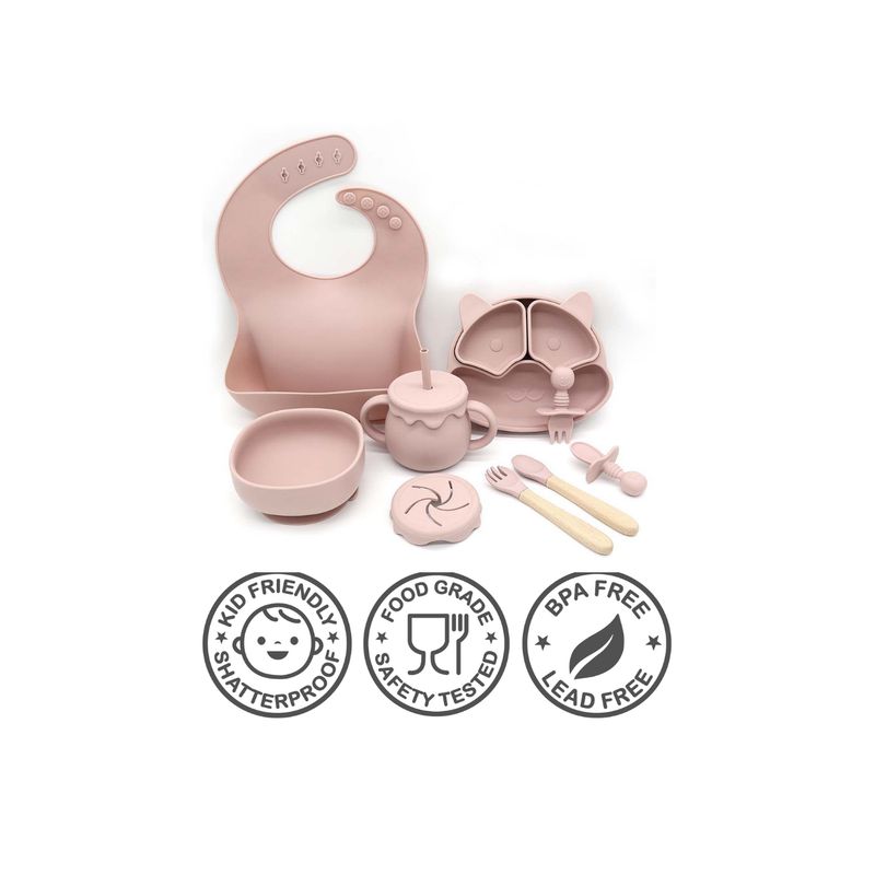 GENERICO - SET DE VAJILLA PARA BEBE COLOR PALO ROSA