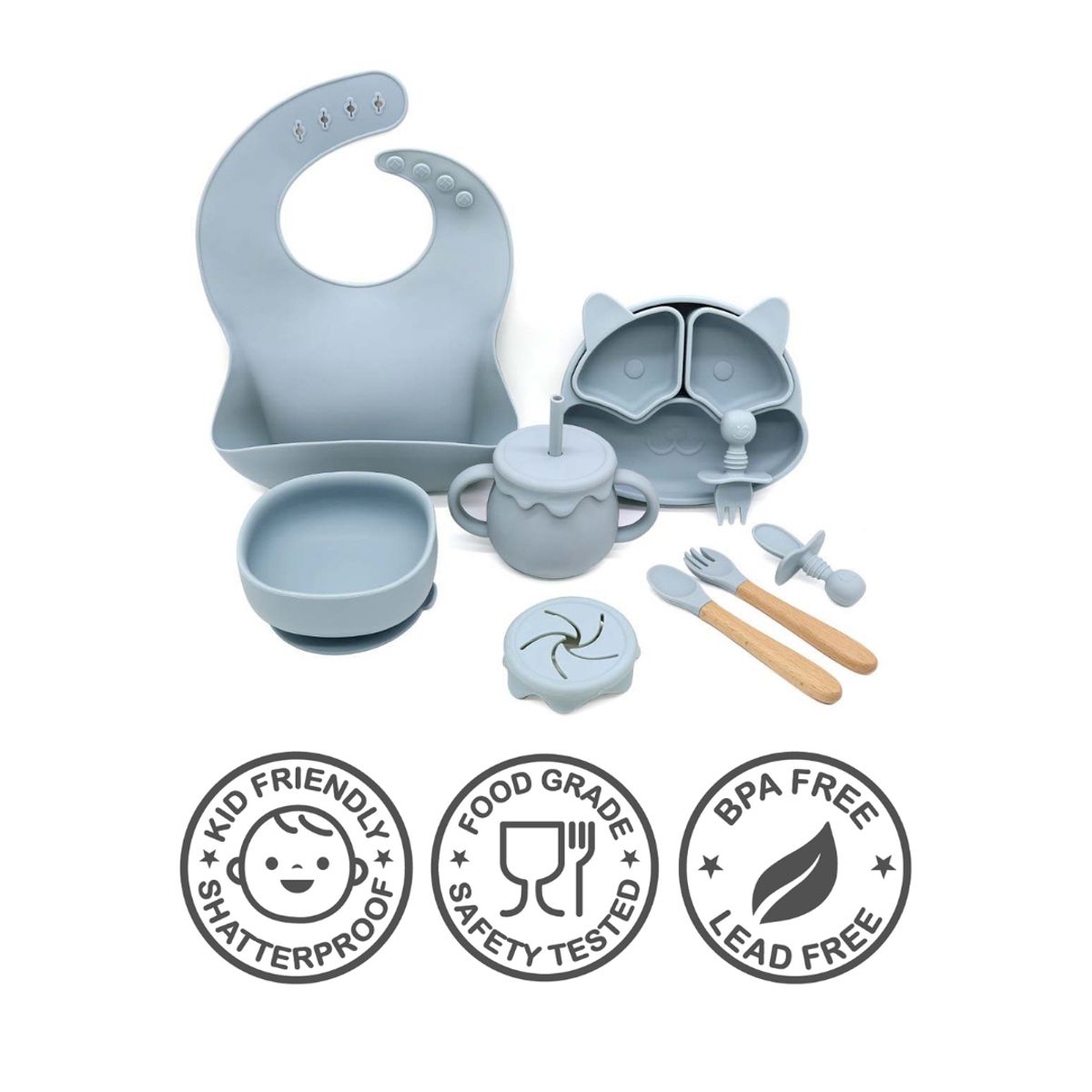 GENERICO - SET DE VAJILLA PARA BEBE COLOR DUSTY BLUE