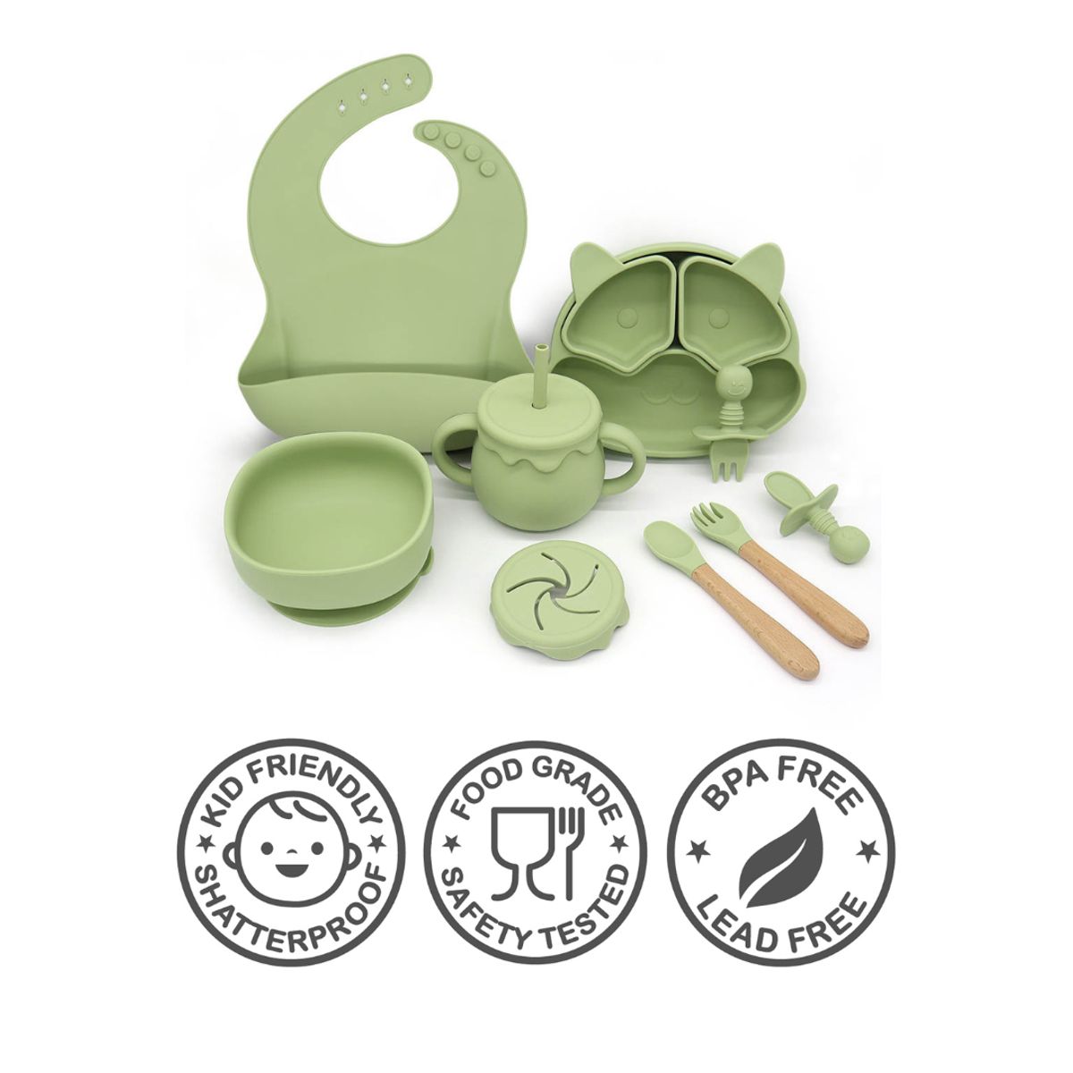 GENERICO - SET DE VAJILLA PARA BEBE COLOR VERDE