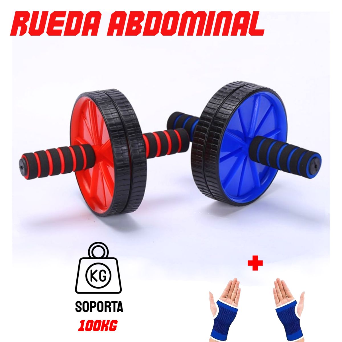 HOLGU - Rueda Abdominal Roller Wheel Soporte 100kg + Gunates Gym