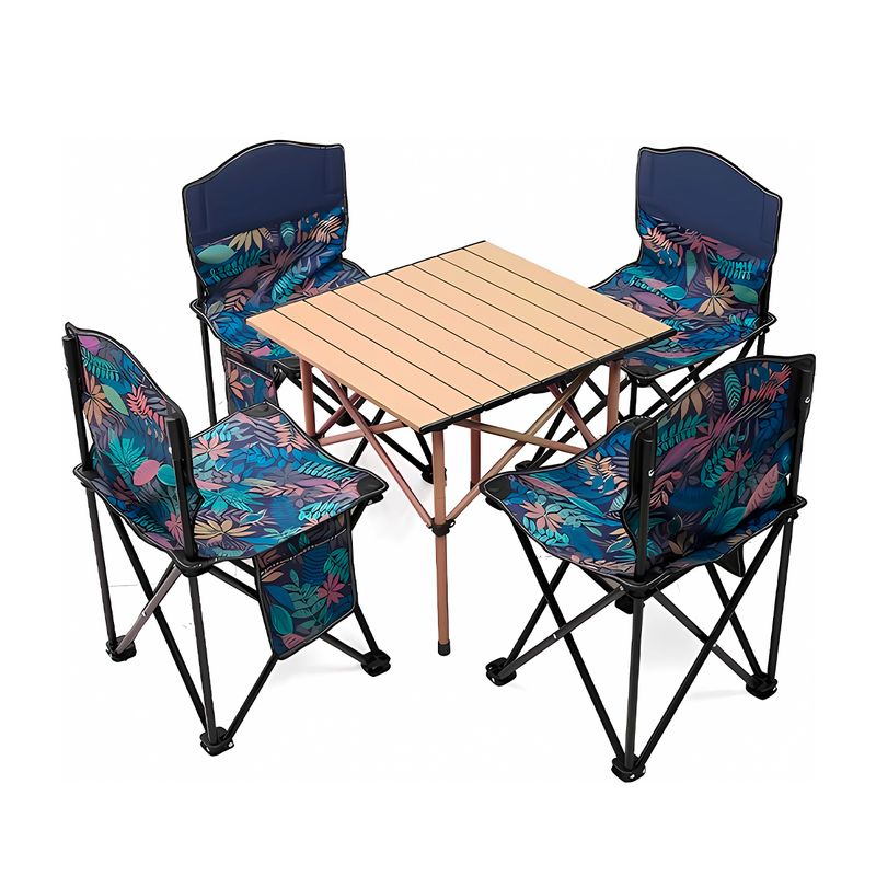 GENERICO - Juegos de 4 Sillas Plegables con Mesa para Exteriores