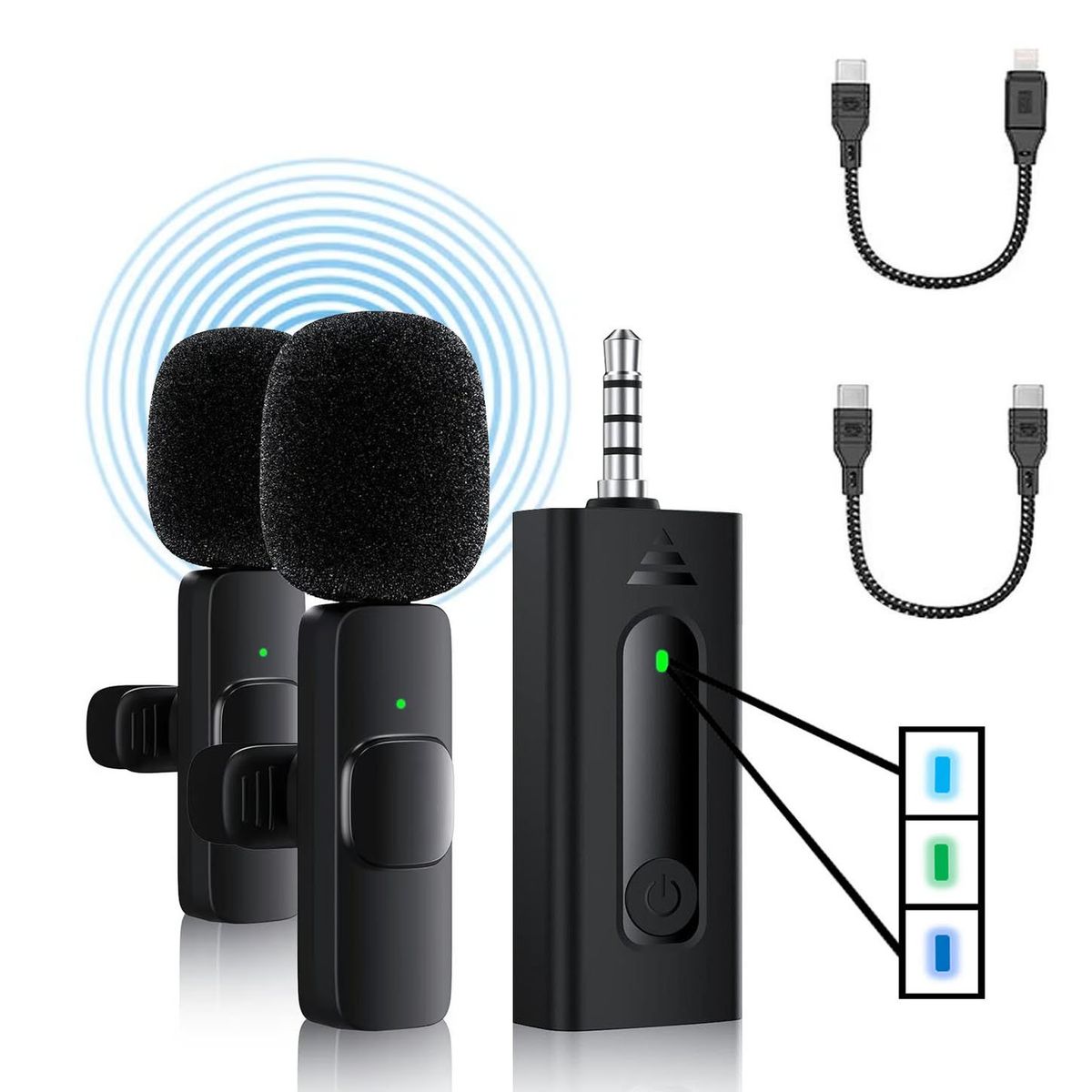 OEM - Micrófonos Inalámbricos Dual K35 para cámaras,  IOS, Tipo C y Equipos