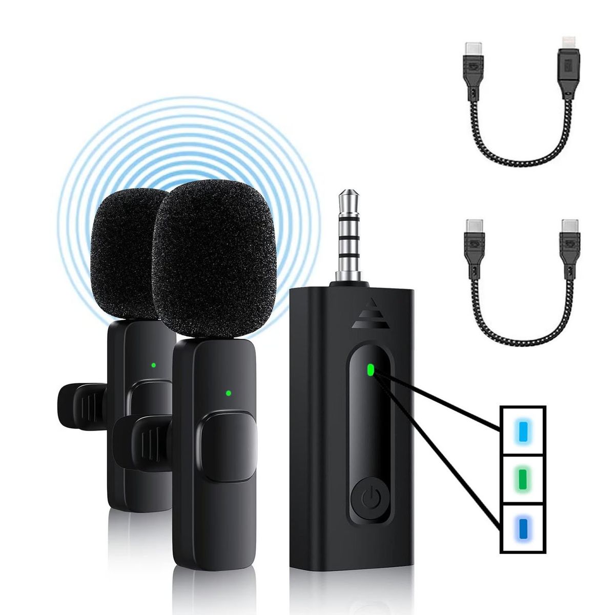 OEM - Micrófonos Inalámbricos Dual K35 para cámaras,  IOS, Tipo C y Equipos