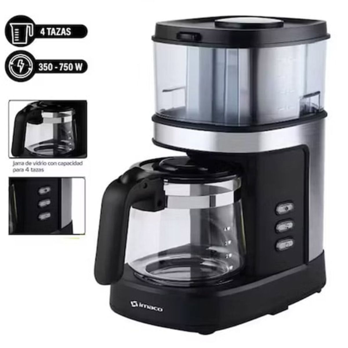 IMACO - CAFETERA CON MOLEDOR DE CAFÉ IMACO ICMG4070 EXPRESSO 750W