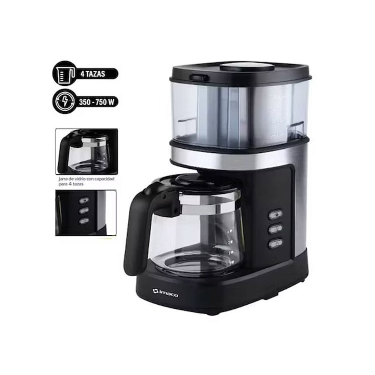 IMACO - CAFETERA CON MOLEDOR DE CAFÉ IMACO ICMG4070 EXPRESSO 750W
