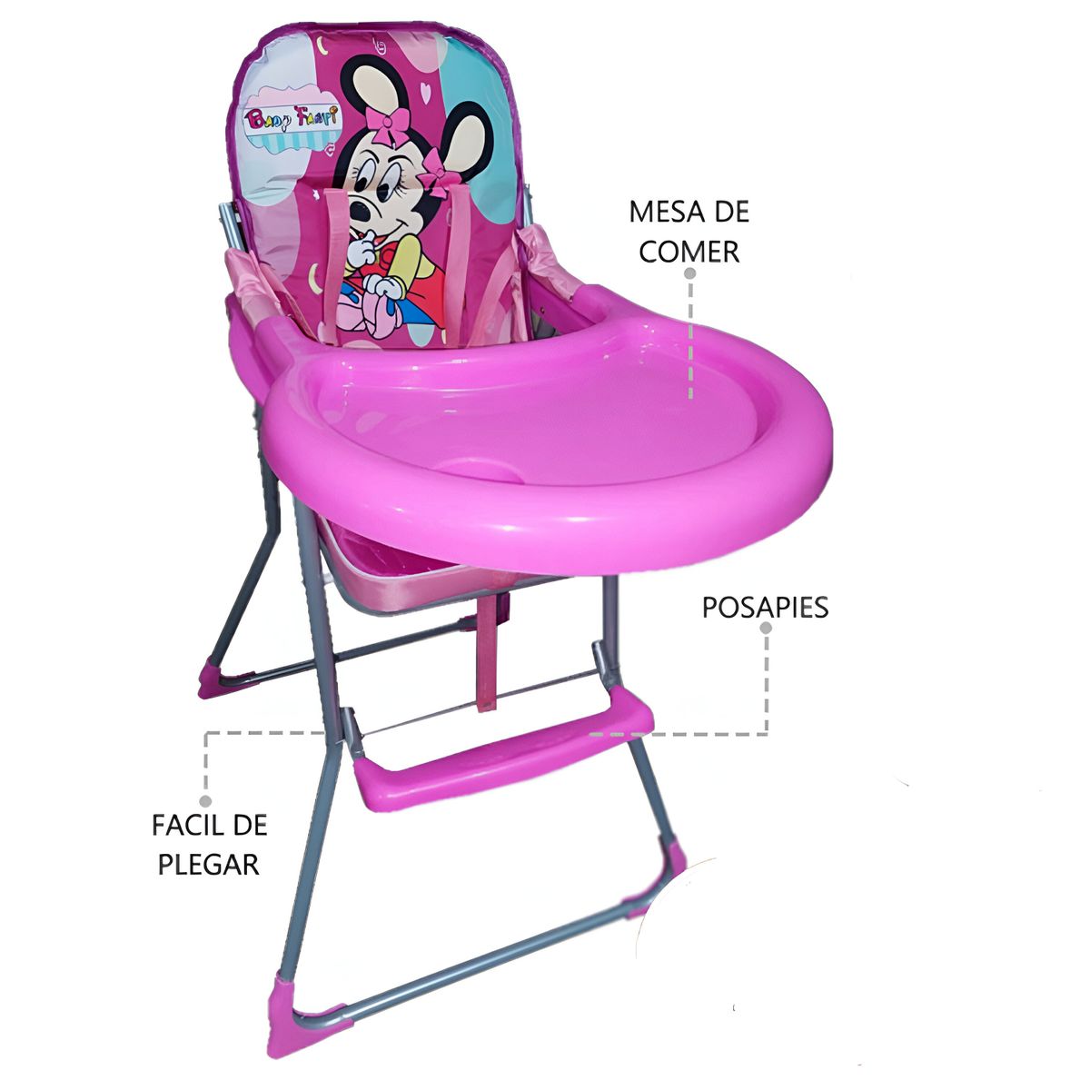 GENERICO - Silla de Comer Fija Importada para Bebe Rosado