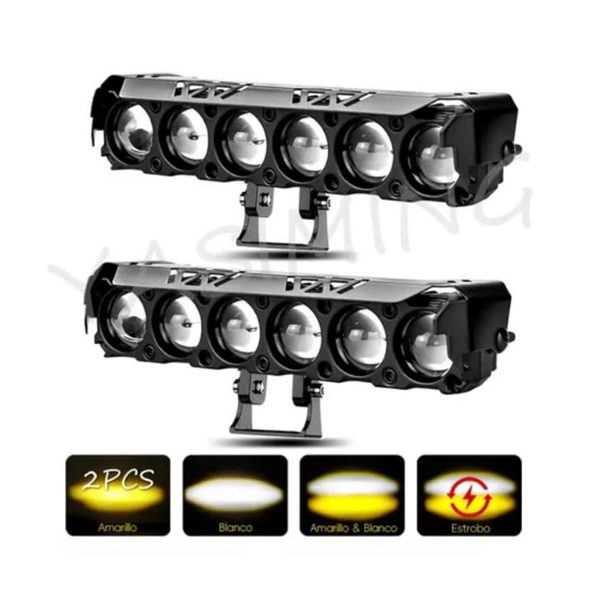 GENERICO - Par Faros Auxiliares Lupa dual amarillo y blanco