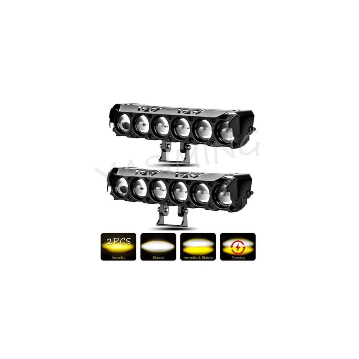 GENERICO - Par Faros Auxiliares Lupa dual amarillo y blanco