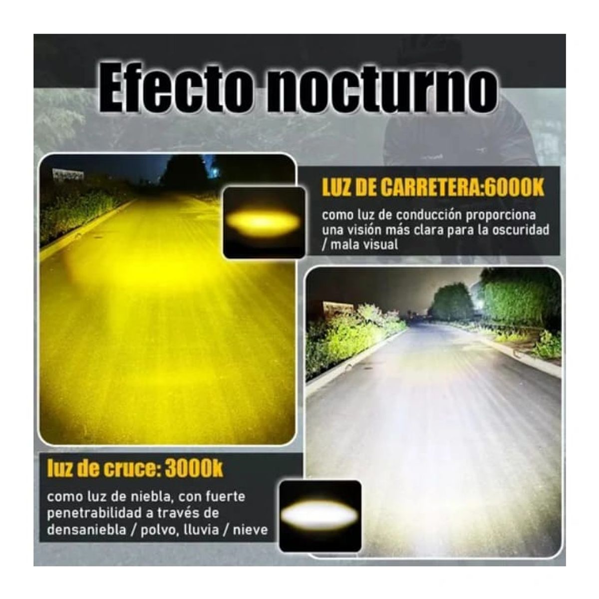 GENERICO - Par Faros Auxiliares Lupa dual amarillo y blanco