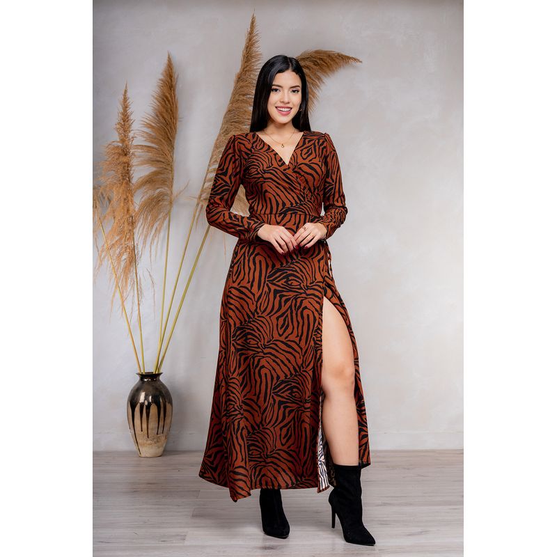 ARMA TU LOOK - VESTIDO MARCELA LARGO ESTAMPADO ENVOLVENTE MANGA LARGA ARMA TU LOOK