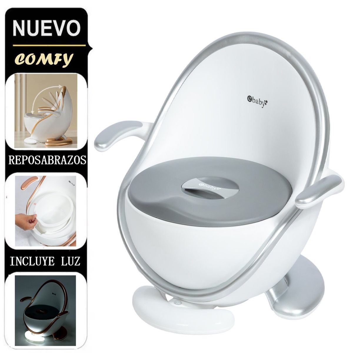 EBABY - Bacín entrenador con luz «COMFY» GRIS