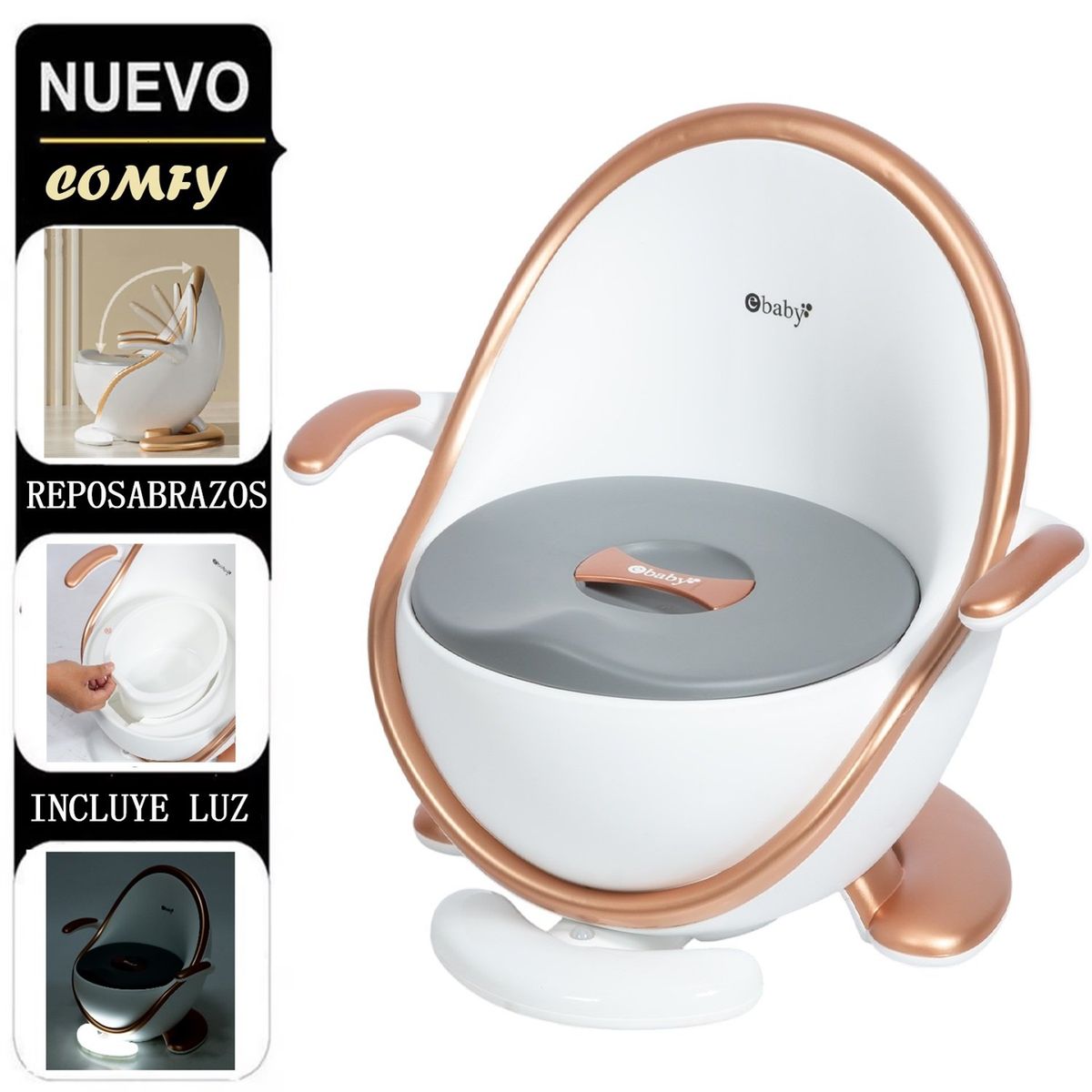 EBABY - Bacín entrenador con luz «COMFY» Dorado