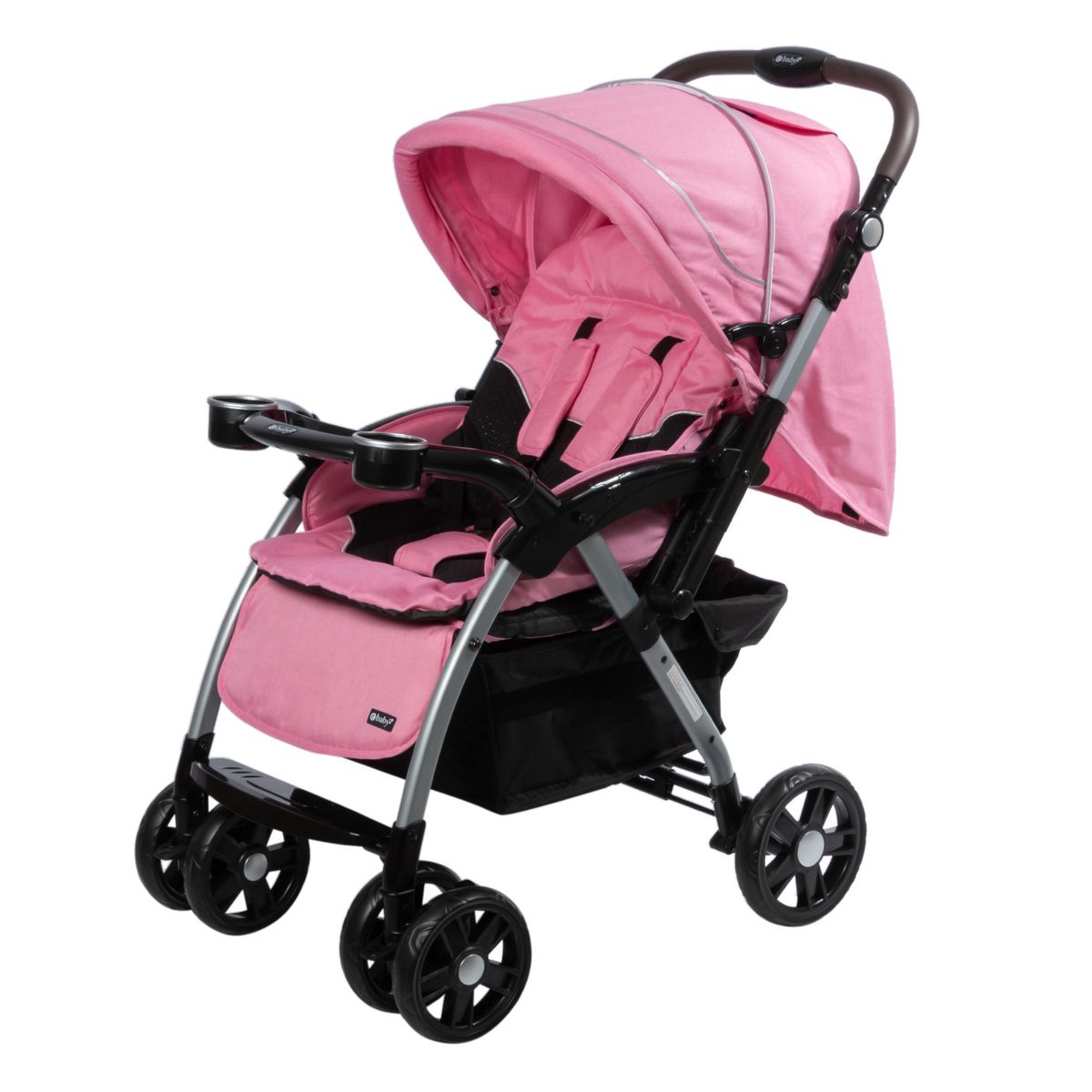 EBABY - Coche cuna para bebe mango reversible con bandeja Yodie Rosado