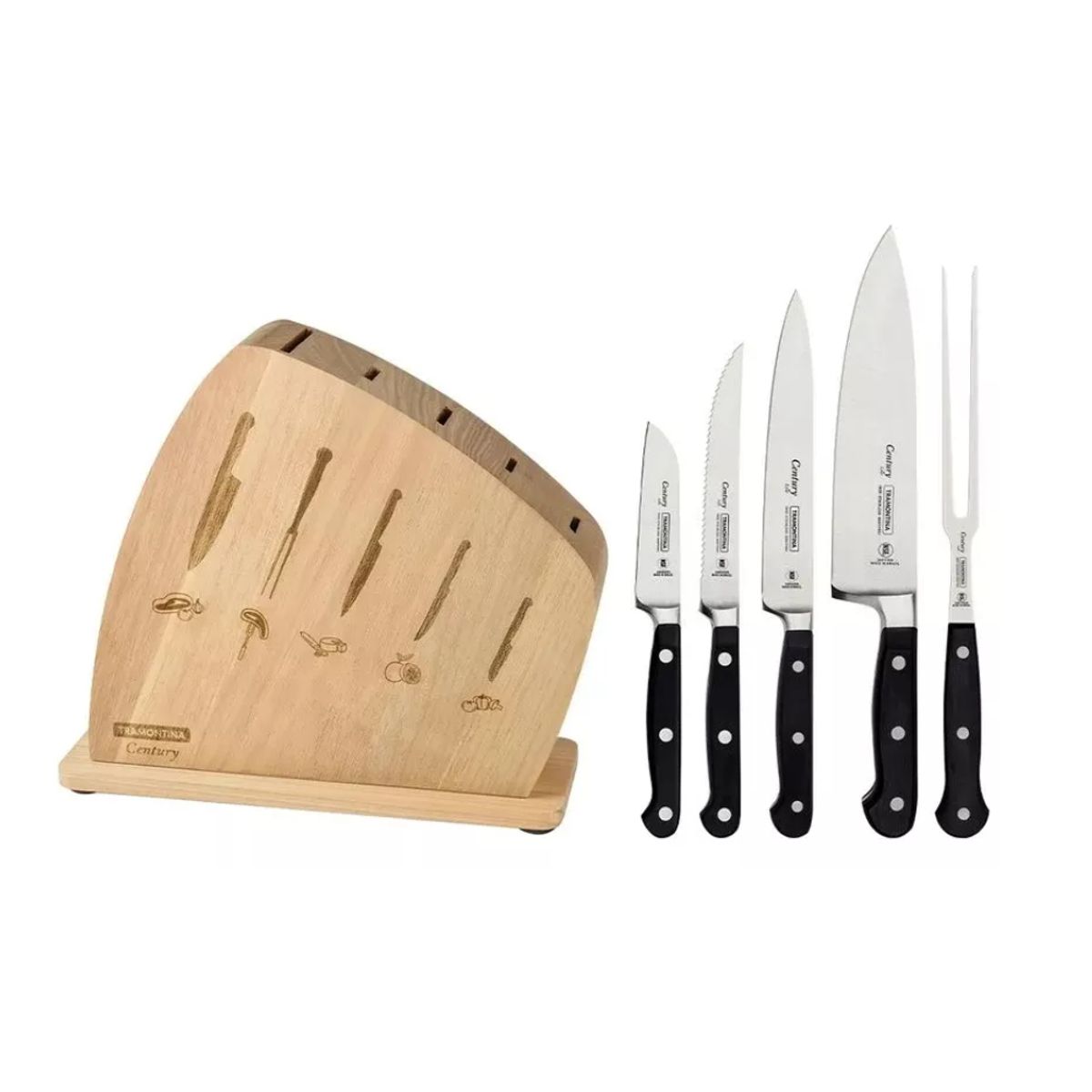 TRAMONTINA - Juego de Cuchillos x6 pzas c/Taco Madera Century - Tramontina- 10390093