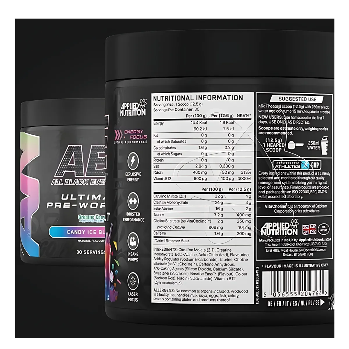 APPLIED NUTRITION - ABE Ultimate 30 Serv. Pre entreno - Candy Ice Blast + Shaker