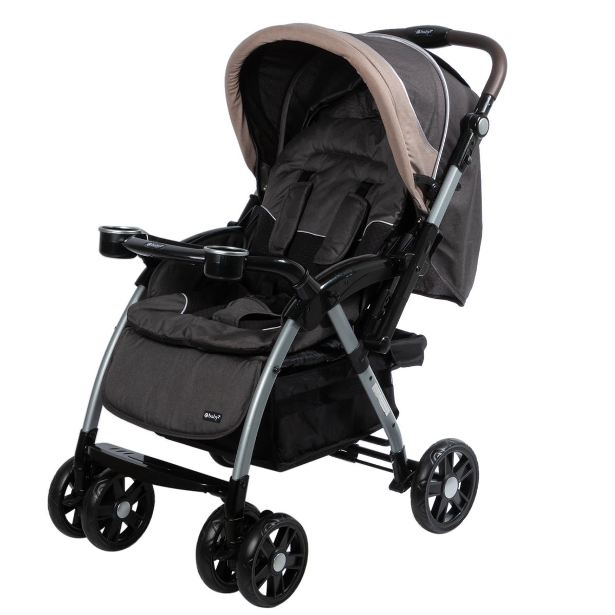 EBABY - Coche cuna para bebe mango reversible con bandeja Yodie Negro