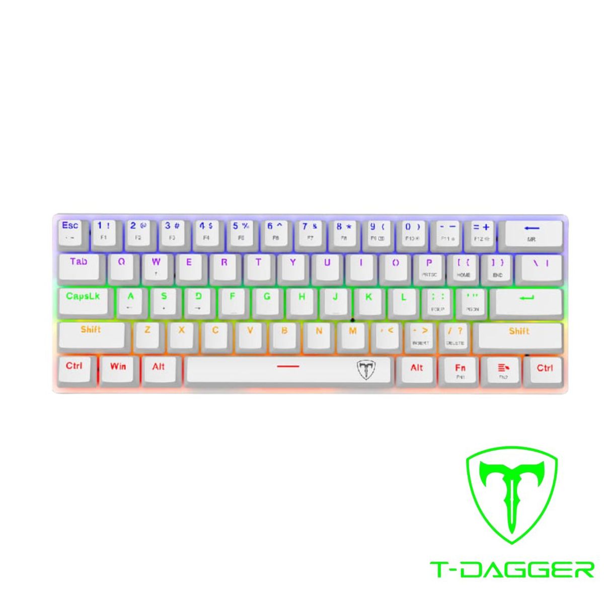 T-DAGGER - Teclado T-Dagger ARENA Rainbow Spanish T-TGK321W-BR WHITE